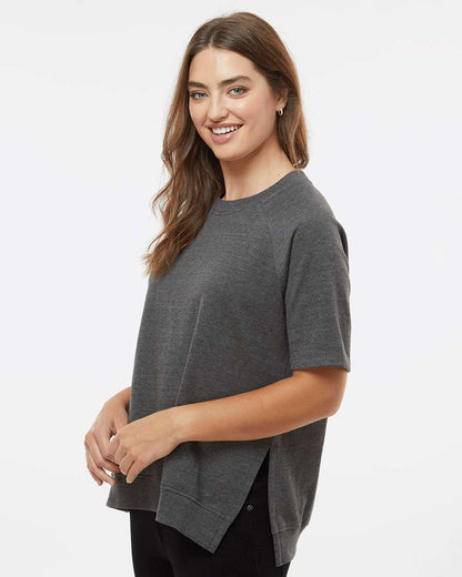 MV Sport Women's French Terry Short Sleeve Crewneck Sweatshirt W23711 #colormdl_Charcoal