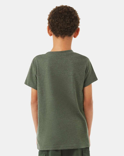 BELLA + CANVAS Youth CVC Jersey Tee 3001YCVC #colormdl_Heather Military Green