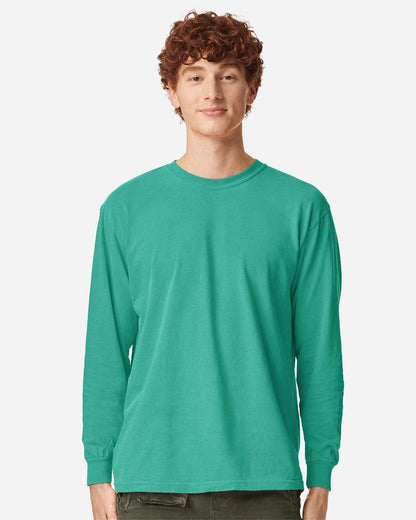 Comfort Colors Unisex Garment-Dyed Heavyweight Long Sleeve T-Shirt 6014 #colormdl_Island Green