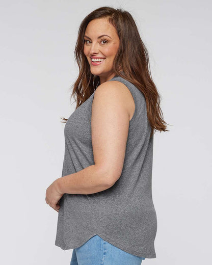 LAT Women's Curvy Relaxed Fine Jersey Tank 3892 #colormdl_Granite Heather