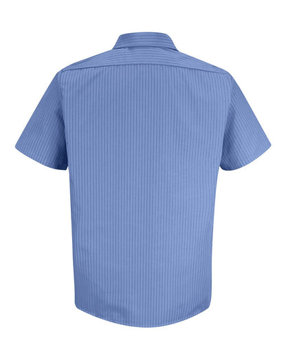 Red Kap Men's Industrial Stripe Short Sleeve Work Shirt SB22 #color_BS-Petrol Blue/ Navy