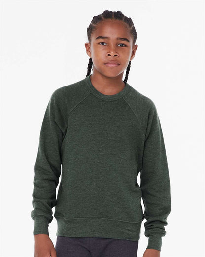 BELLA + CANVAS Youth Sponge Fleece Crewneck Sweatshirt 3901Y #colormdl_Heather Forest