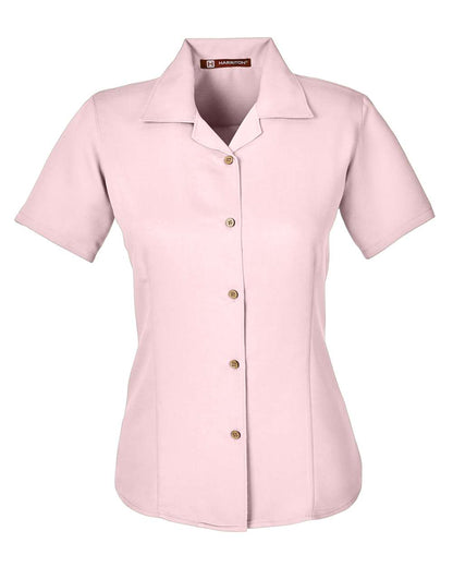 Harriton Women's Bahama Cord Camp Shirt M570W #color_Blush