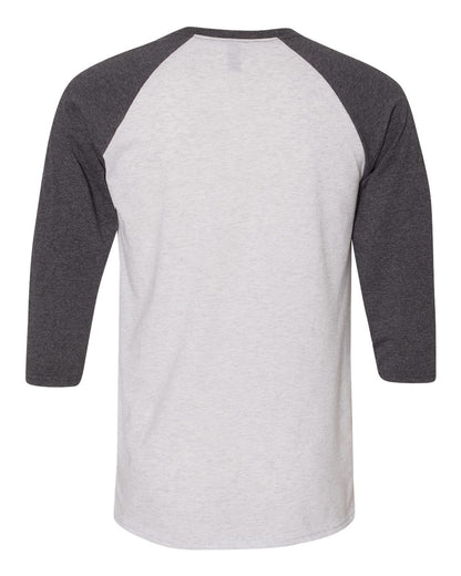 JERZEES Unisex Triblend Three-Quarter Raglan Baseball T-Shirt 601RR #color_White Heather/ Black Heather