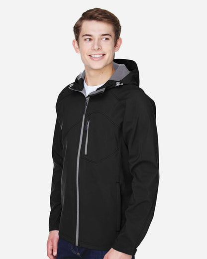 North End Men's Prospect Two-Layer Fleece Bonded Soft Shell Hooded Jacket 88166 #colormdl_Black