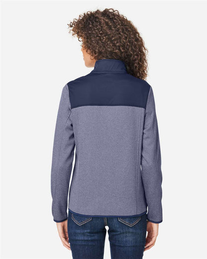 CORE365 Women's Venture Heathered Stripe Hybrid Jacket CE74W #colormdl_Classic Navy/ White