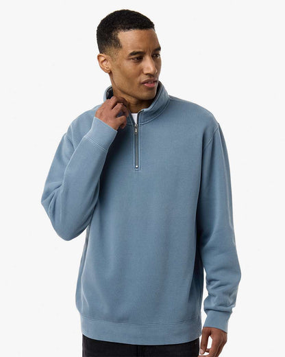 Independent Trading Co. Unisex Pigment-Dyed Quarter-Zip Pullover PRM4600QZ #colormdl_Pigment Slate Blue