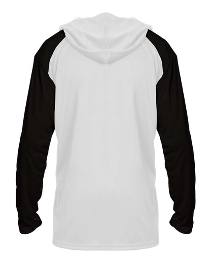 Badger Men's Breakout Hooded Long Sleeve T-Shirt 4235 #color_White/ Black