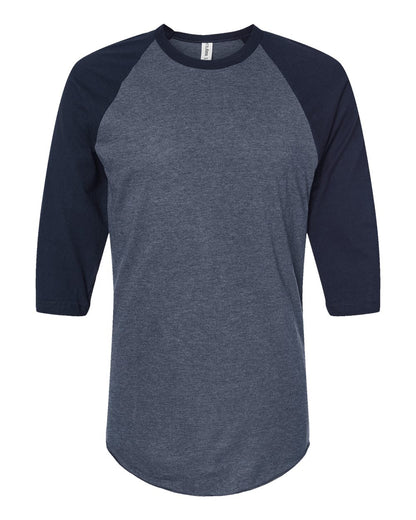 Tultex Fine Jersey Raglan T-Shirt 245 #color_Heather Denim/ Navy