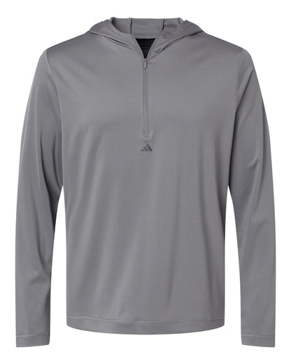 Adidas Men's Lightweight Quarter-Zip Hooded Pullover A596 #color_Grey Three