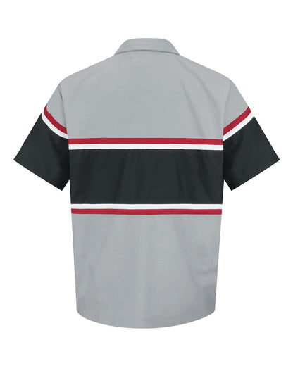 Red Kap Men's Technician Shirt SP24GM #color_Grey/ Black/ Red