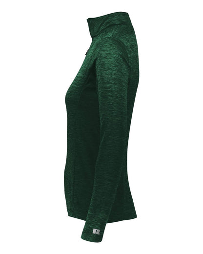 Russell Athletic Women's Striated Quarter-Zip Pullover QZ7EAX #color_Dark Green