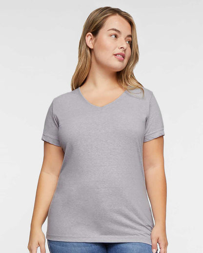 LAT Women's Harborside Mélange V-Neck Tee 3591 #colormdl_Grey Melange