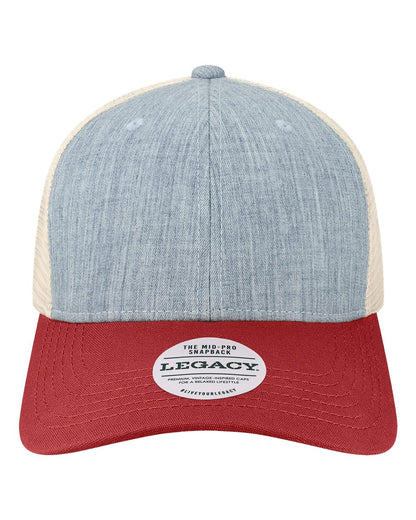 LEGACY Mid-Pro Snapback Trucker Cap MPS #color_Melange Light Blue/ Cardinal/ Stone