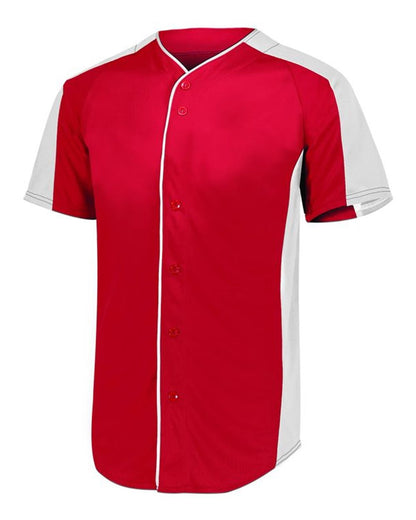 Augusta Sportswear Youth Full Button Baseball Jersey 1656 #color_Red/ White