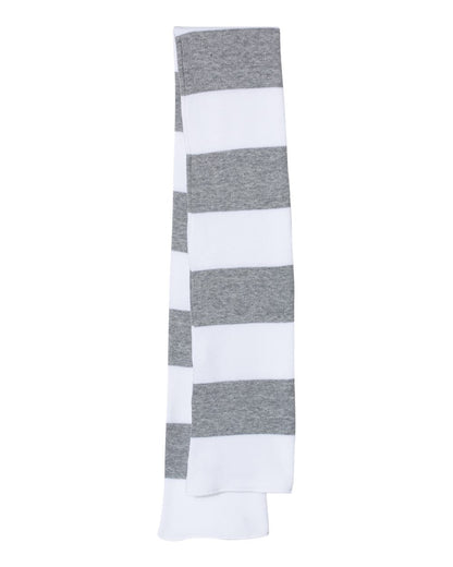 Sportsman Rugby-Striped Knit Scarf SP02 #color_White/ Heather Grey