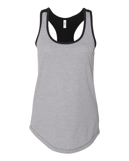 Next Level Women’s Ideal Colorblocked Racerback Tank 1534 #color_Heather Grey/ Black