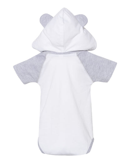 Rabbit Skins Infant Fine Jersey Raglan Bodysuit with Hood & Ears 4417 #color_Blended White/ Vintage Heather