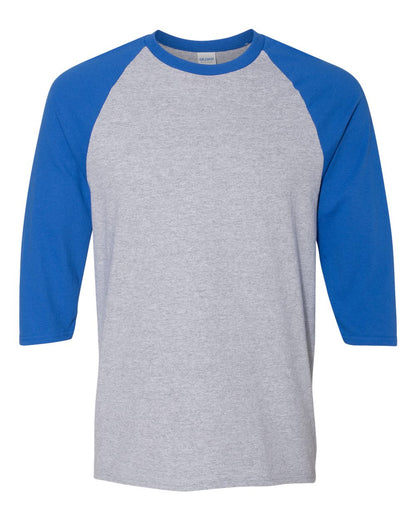 Gildan Heavy Cotton™ Raglan Three-Quarter Sleeve T-Shirt 5700 #color_Sport Grey/ Royal