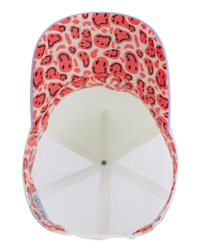 Infinity Her Women's Foam Trucker Cap ROSIE #color_Ivory/ Lavender/ White/ Smiley