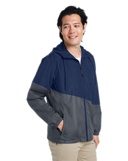 CORE365 Unisex Techno Lite Colorblock Windbreaker CE710 #colormdl_Classic Navy Heather/ Carbon