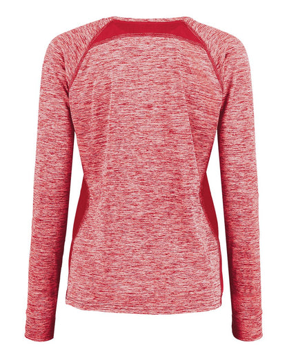Holloway Women's Electrify CoolCore® Long Sleeve V-Neck T-Shirt 222770 #color_Scarlet Heather