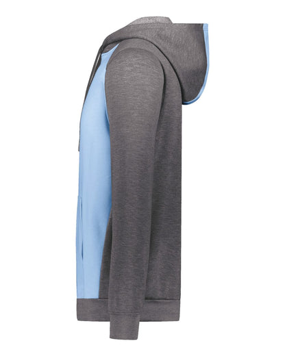 Augusta Sportswear Eco Revive™ Three-Season Triblend Fleece Hooded Sweatshirt 6865 #color_Columbia Blue/ Carbon Heather