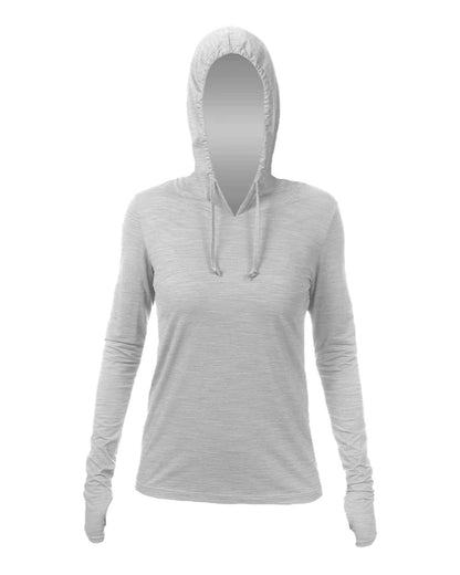 ANETIK Women's Breeze Tech Hooded Long Sleeve T-Shirt WSBRZH0 #color_Alloy Heathered