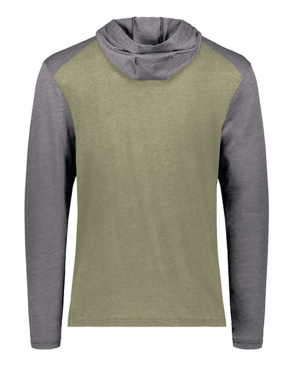 Augusta Sportswear Unisex Gameday Vintage Hooded T-Shirt 6884 #color_Olive Heather/ Carbon Heather
