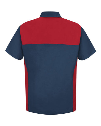 Red Kap Men's Short Sleeve Motorsports Shirt SP28 #color_Navy/ Red