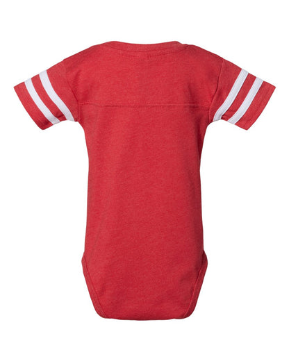 Rabbit Skins Infant Football Fine Jersey Bodysuit 4437 #color_Vintage Red/ White