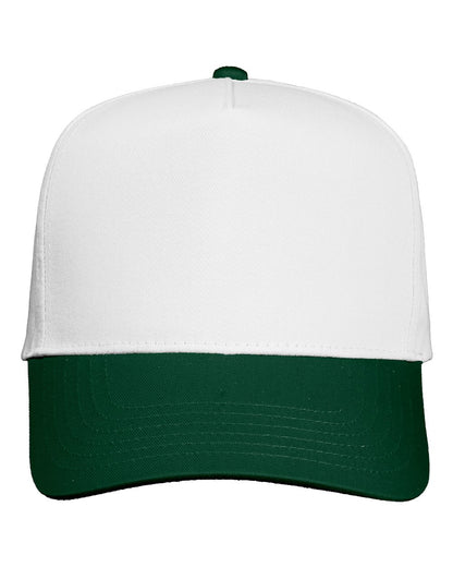 Valucap Five-Panel Twill Cap 8869 #color_White/ Forest