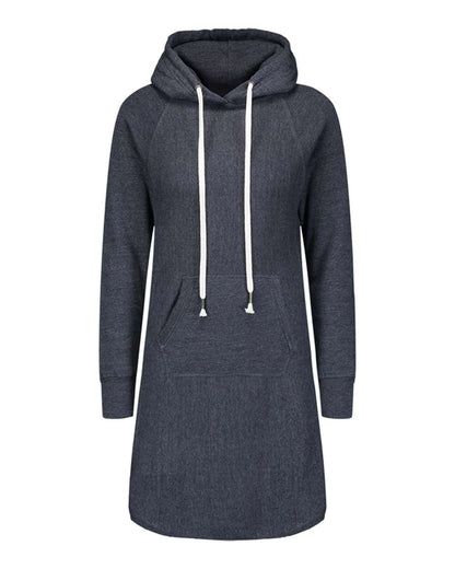 MV Sport Women's Suzie Hooded Sweatshirt Dress W2340 #color_Navy Heather