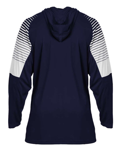 Badger Men's Lineup Hooded Long Sleeve T-Shirt 4211 #color_Navy