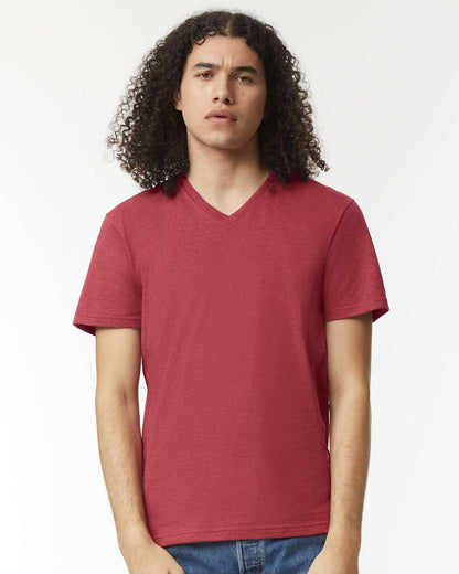 American Apparel CVC V-Neck Tee 2006CVC #colormdl_Heather Cardinal