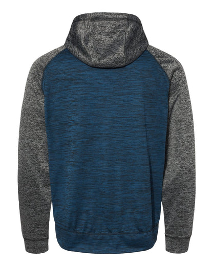 Burnside Men's Performance Raglan Hooded Sweatshirt 8670 #color_Heather Navy/ Heather Charcoal