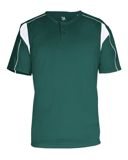 Alleson Athletic Men's B-Core Pro Placket Jersey 7937 #color_Forest/ White