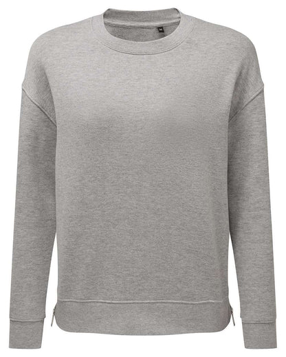 TriDri Women's Billie Side-Zip Crewneck Sweatshirt TD600 #color_Heather Grey