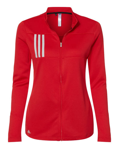 Adidas Women's 3-Stripes Double Knit Full-Zip A483 #color_Team Collegiate Red/ Grey Two