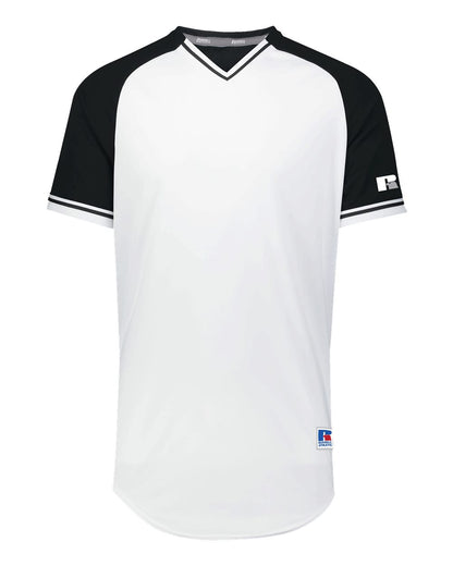 Russell Athletic Youth Classic V-Neck Jersey R01X3B #color_White/ Black/ White