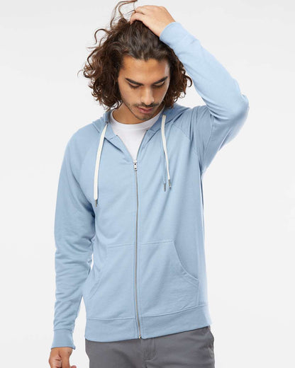 Independent Trading Co. Icon Lightweight Loopback Terry Full-Zip Hooded Sweatshirt SS1000Z #colormdl_Misty Blue