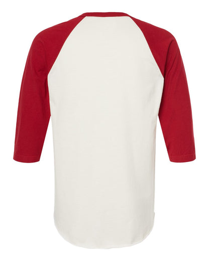 Tultex Fine Jersey Raglan T-Shirt 245 #color_Vintage White/ Rio Red