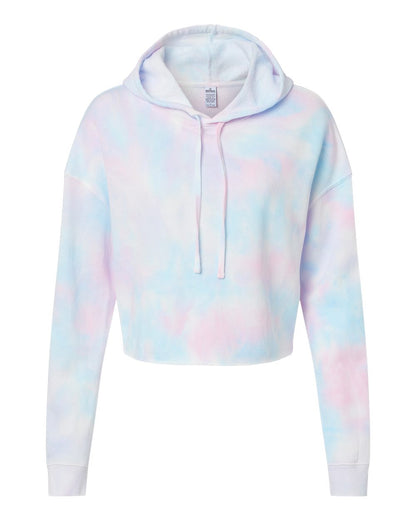 Independent Trading Co. Women’s Lightweight Crop Hooded Sweatshirt AFX64CRP #color_Tie Dye Cotton Candy