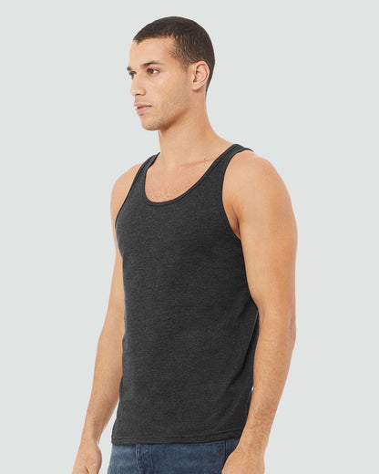 BELLA + CANVAS Heather CVC Tank 3480CVC #colormdl_Dark Grey Heather