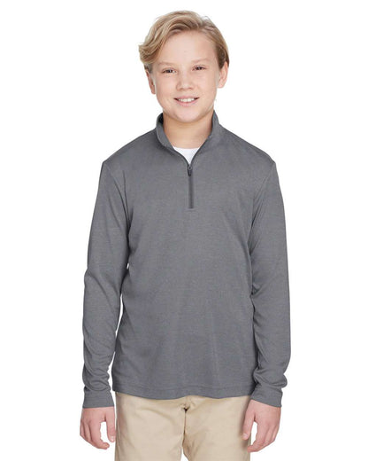 Team 365 Youth Zone Sonic Heather Performance Quarter-Zip Pullolver TT31HY #colormdl_Dark Grey Heather
