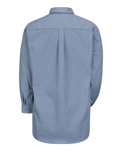 Red Kap Men's Mini-Plaid Uniform Long Sleeve Shirt SP74 #color_White/ Blue Plaid - 367