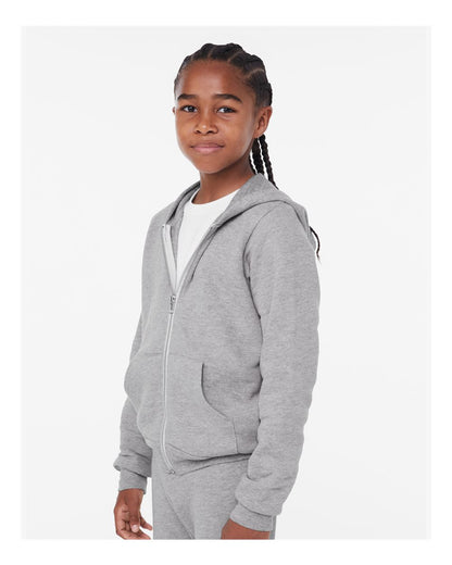 BELLA + CANVAS Youth Sponge Fleece Full-Zip Hoodie 3739Y #colormdl_Athletic Heather