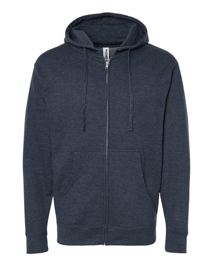 Independent Trading Co. Unisex Midweight Full-Zip Hooded Sweatshirt SS4500Z #color_Classic Navy Heather