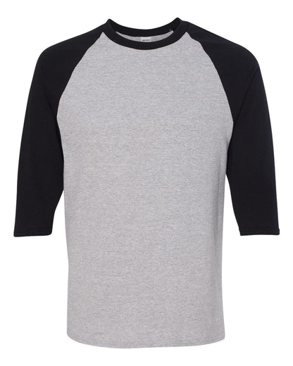 Gildan Unisex Heavy Cotton™ Raglan Three-Quarter Sleeve T-Shirt 5700 #color_Sport Grey/ Black