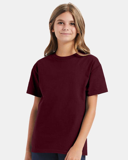 Hanes Authentic Youth T-Shirt 5450 #colormdl_Maroon